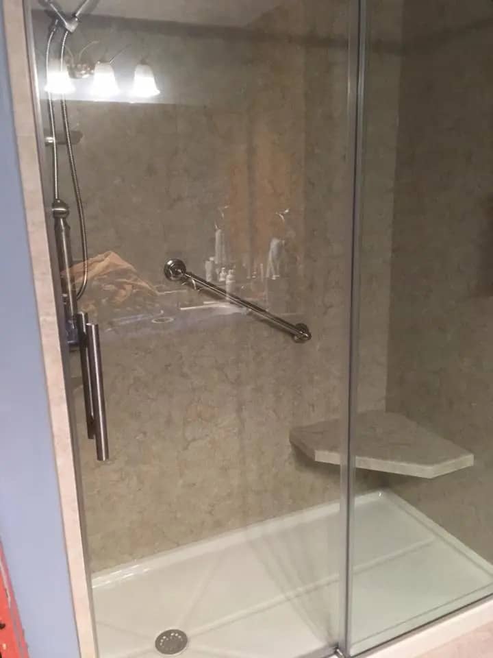 purpleglassdoorshowerenclosure_installation-Prime_Bath bath Replacement