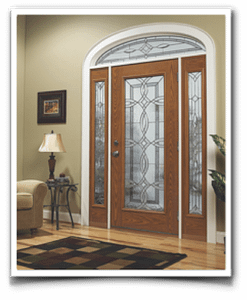 Solid Wood Door with decorative glass window
