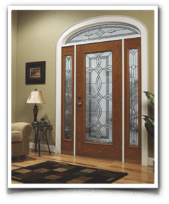 Solid Wood Door with decorative glass window