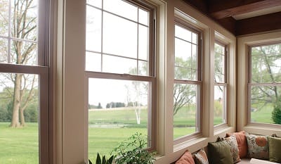Double Hung sliding windows in a living room